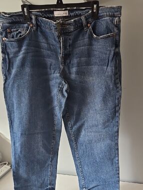 LOFT Medium Blue Straight-Leg Button Up Denim Jeans